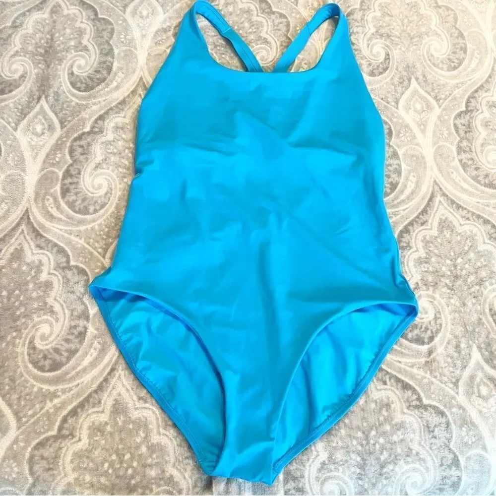 Athleta Malibu One Piece Swimsuit Racerback Santorini Blue